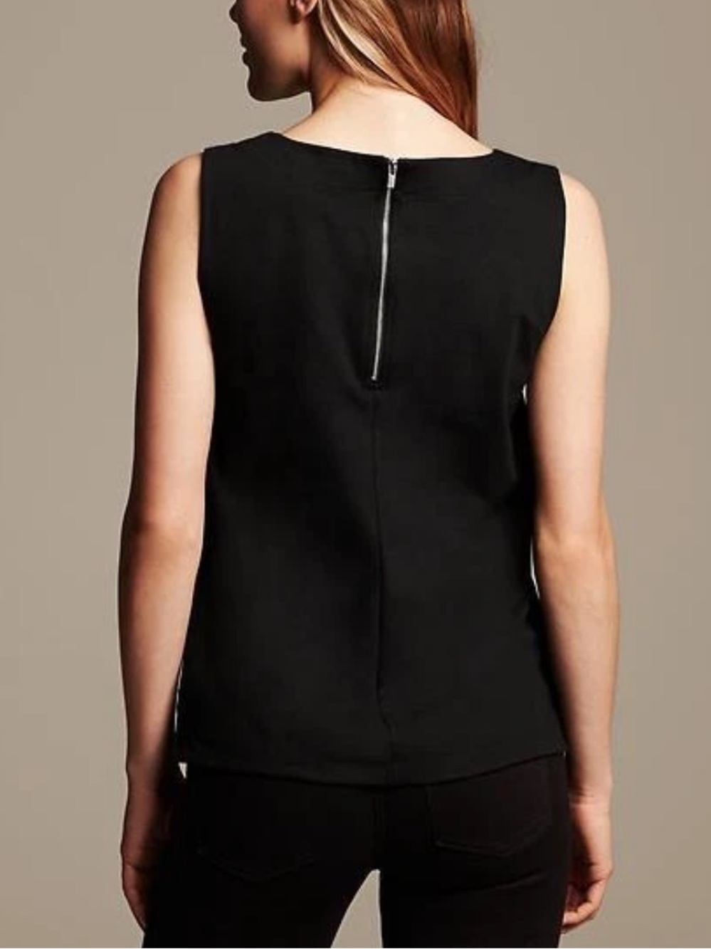 Faux Leather Stripe Ponte Shell Top - Picture 4 of 16